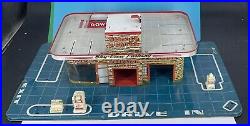 Vintage Marx Tin Litho Service Station with Sky View Parking Nice Bright Litho