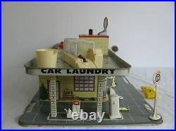 Vintage Marx Tin Lithograph Service Gas Station with Elevator & Car Wash #3474 EX