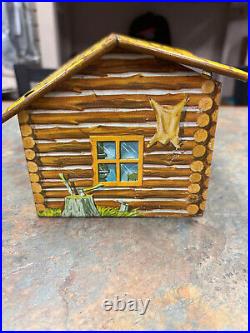 Vintage Marx Tin Log Cabin, Chicken Coop and Brick House