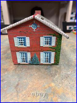 Vintage Marx Tin Log Cabin, Chicken Coop and Brick House