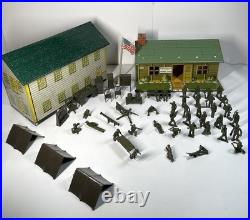 Vintage Marx Tin US Army Headquarters Training Center With Soldiers & Extras