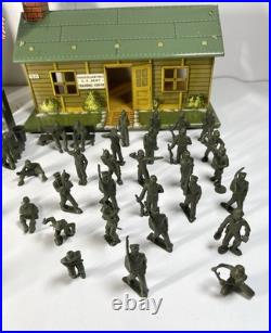 Vintage Marx Tin US Army Headquarters Training Center With Soldiers & Extras