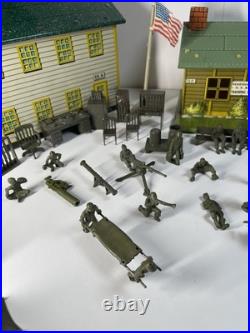 Vintage Marx Tin US Army Headquarters Training Center With Soldiers & Extras
