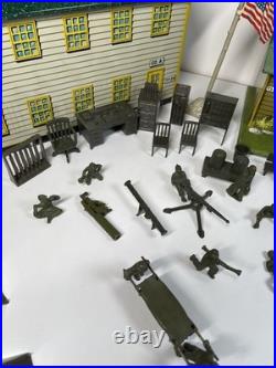 Vintage Marx Tin US Army Headquarters Training Center With Soldiers & Extras
