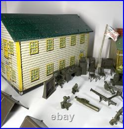 Vintage Marx Tin US Army Headquarters Training Center With Soldiers & Extras