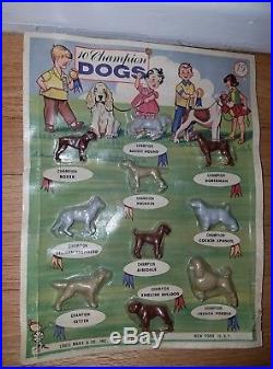 Vintage Marx Toys 10 Champion Dogs Blister Card playset RARE! Windup tin LOOK