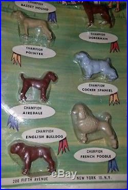 Vintage Marx Toys 10 Champion Dogs Blister Card playset RARE! Windup tin LOOK