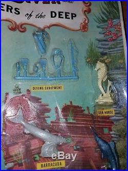 Vintage Marx Toys Skin Diver and Monters of the Deep Blister Card playset RARE