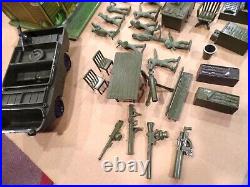 Vintage Marx Toys Tin Litho Us Army Headquarters Double Playset With 83 Pieces