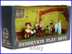 Vintage Marx Walt Disney Disneykins Pinocchio Gephetto Figaro Mini Playset withBox