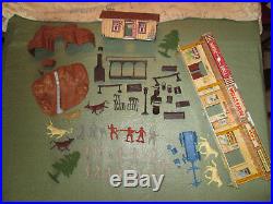 Vintage Marx Western Mining Town partial Play Set no box. Mine, Mountain, Town