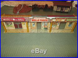 Vintage Marx Western Mining Town partial Play Set no box. Mine, Mountain, Town