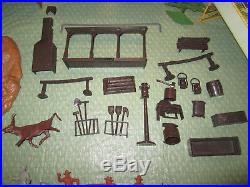 Vintage Marx Western Mining Town partial Play Set no box. Mine, Mountain, Town