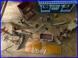 Vintage Marx Wild West Playset Sheriff Headquarter Gold Rush Casino Cabin Creek