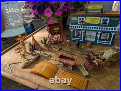 Vintage Marx Wild West Playset Sheriff Headquarter Gold Rush Casino Cabin Creek