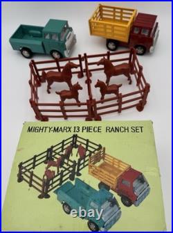 Vintage Mighty-Marx Ranch Set 13pc COMPLETE WithOriginal Box -Japan -Trucks/Horses