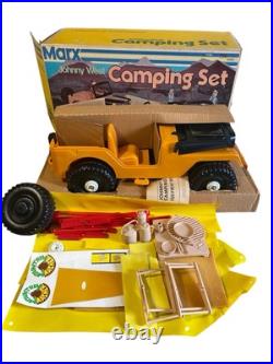 Vintage NEW 1975 Marx 12 Johnny West Doll Camping Set Mountain Masher Jeep Toy