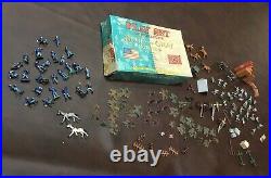 Vintage Original 1963 Louis Marx Playset in Miniature Blue & Gray Armies 100 Pcs