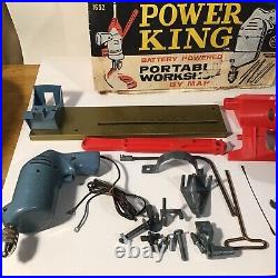 Vintage Power King Battery Powered Portable Workshop- 10 Tools In 1 Marx Toys