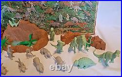 Vintage Prehistoric Times Marx Playset 3398 with Box 20 Dinosaurs Dinos