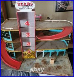 Vintage Rare Marx Sears 4 Level Metal/ Tin Litho Service Center & Parking Garage