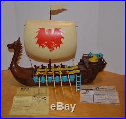 Vintage Renwal Viking Ship Playset 1955 Hard Plastic Toy With Box Marx Soldiers