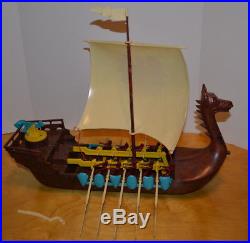 Vintage Renwal Viking Ship Playset 1955 Hard Plastic Toy With Box Marx Soldiers