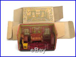 Vintage Retro Marx Tin Litho Newlyweds Library Playset With Original Box 1920s