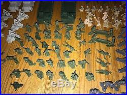 Vintage Tim-Mee Marx Army Toy Lot 252 Pieces Truck Tank Soldier Motorcycle More