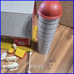 Vintage Tin Litho Barn Farm Playset Lot Fences Animals Tractor Truck Toy