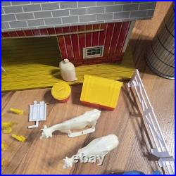 Vintage Tin Litho Barn Farm Playset Lot Fences Animals Tractor Truck Toy