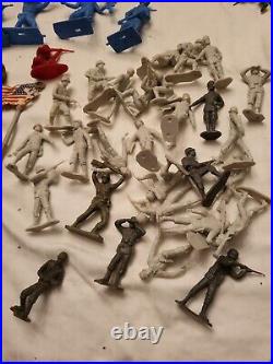 Vintage lot of over 286 Marx pieces mostly from Iwo Jima Playset #4147. READ