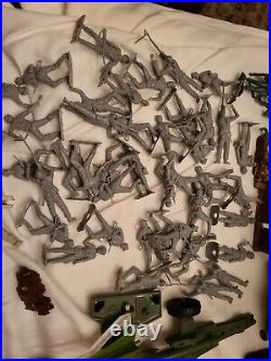 Vintage lot of over 286 Marx pieces mostly from Iwo Jima Playset #4147. READ