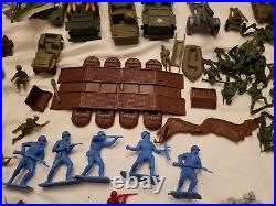 Vintage lot of over 286 Marx pieces mostly from Iwo Jima Playset #4147. READ