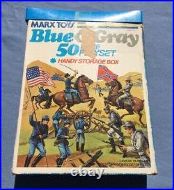 Vintage rare Marx Toys Civil War Blue & Gray storage box playset with mat