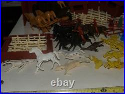 Vntg Marx Fort Apache Play set Cowboys Indians Civil War soldiers horses-120 pcs