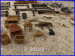 Vtg 1950 Marx Toys Complete Western Ranch Set withOriginal Box Many Extras