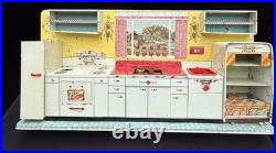 Vtg 1950's Louis Marx Toy Litho Pretty Maid Play Kitchen Set Accessories In Box
