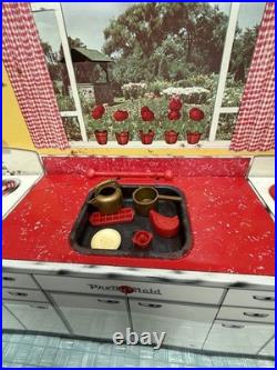 Vtg 1950's Louis Marx Toy Litho Pretty Maid Play Kitchen Set Accessories In Box