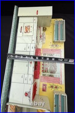 Vtg 1950's Louis Marx Toy Litho Pretty Maid Play Kitchen Set Accessories In Box