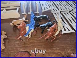Vtg 1950s Marx Roy Rogers Rodeo Playset IN BOX with Dale Evans Pat Brady Saddles