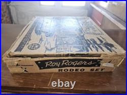 Vtg 1950s Marx Roy Rogers Rodeo Playset IN BOX with Dale Evans Pat Brady Saddles