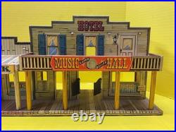 Vtg 1950s roy rodgers mineral city tin western town playset marx toys