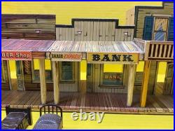 Vtg 1950s roy rodgers mineral city tin western town playset marx toys