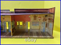 Vtg 1950s roy rodgers mineral city tin western town playset marx toys