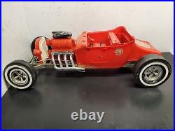 Vtg 1960'S MARX RARE 24 BIG RED HOT ROD Battery Operated T Bucket Toy Car