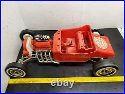 Vtg 1960'S MARX RARE 24 BIG RED HOT ROD Battery Operated T Bucket Toy Car