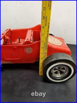 Vtg 1960'S MARX RARE 24 BIG RED HOT ROD Battery Operated T Bucket Toy Car