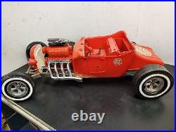 Vtg 1960'S MARX RARE 24 BIG RED HOT ROD Battery Operated T Bucket Toy Car