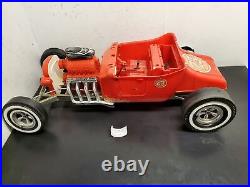 Vtg 1960'S MARX RARE 24 BIG RED HOT ROD Battery Operated T Bucket Toy Car